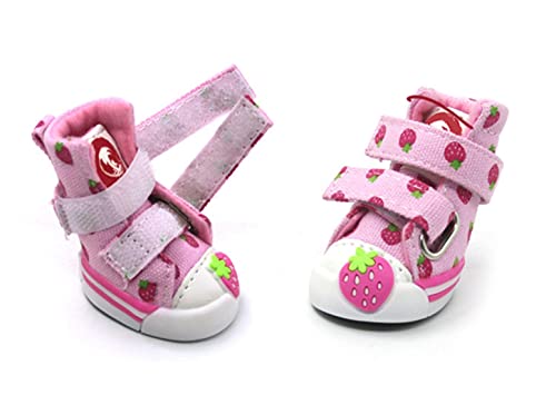 Zapatos del Animal Doméstico Zapatos del Perro De Primavera y Verano Zapatos Lindos Fresa Antideslizante Peluche Bichon Pomerania Perros Pequeños