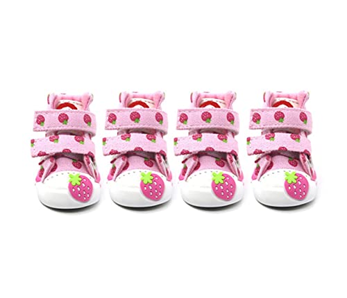 Zapatos del Animal Doméstico Zapatos del Perro De Primavera y Verano Zapatos Lindos Fresa Antideslizante Peluche Bichon Pomerania Perros Pequeños