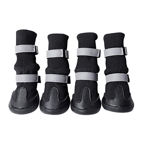 Zapatos para perros 4pcs / set rainshoes perro casero, botas antideslizantes, goma portátiles Zapatos del perro impermeable y caliente, los zapatos de nieve del invierno ( Color : Black , Size : S )