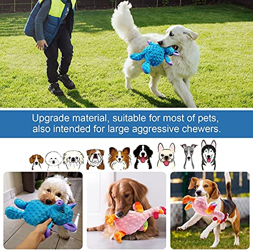 ZB ZealBoom Juguetes para Perros - 2 Piezas Squeaky Toy Juguete de Peluche Duraderos para Cachorros Perro Pequeño Mediano, Chirriante Masticar Juguete de Entrenamiento, Cerdo y Pollo