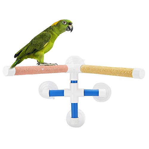 Zerodis Loros Poste de Ducha Soporte para Loros Percha Percha Baño Cuatro ventosas Recubrimiento Esmerilado Percha para pájaros Juguete （Color Aleatorio）