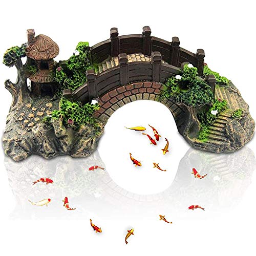 zfdg Paisaje del Acuario Puente, Paisaje Cueva del Tanque Peces, Acuarios Puente Decorativo, Acuarios Puente Decorativo Accesorios, para el Hogar Acuario Decoración Pecera Terraza Estanque de Peces