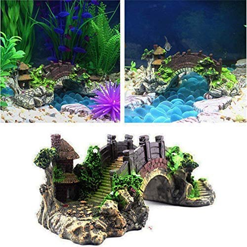 zfdg Paisaje del Acuario Puente, Paisaje Cueva del Tanque Peces, Acuarios Puente Decorativo, Acuarios Puente Decorativo Accesorios, para el Hogar Acuario Decoración Pecera Terraza Estanque de Peces