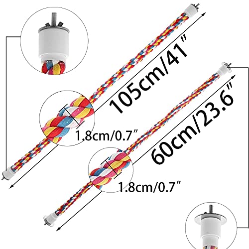 ZffXH Cuerda para pájaros, perca, algodón, cómodo, columpio de loro de pie, juguete para masticar, 105 cm