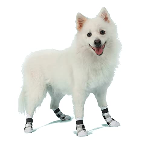 ZIFEIPET Calcetines para perros, antideslizantes, protección para las patas de las mascotas, suaves y ajustables, con correa, botas para perros, calcetines para evitar fugas