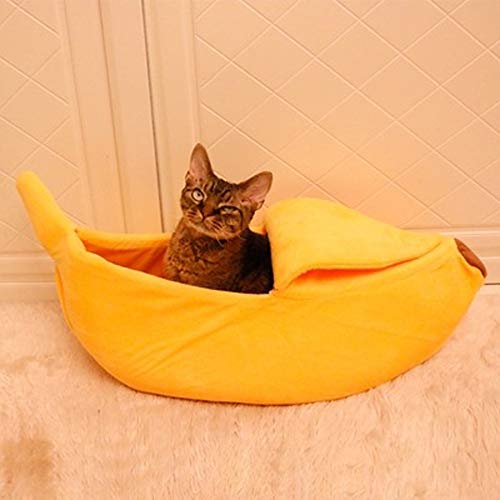 Zilosconcy Cama para Mascotas, Suave plátano Kennel Nest Invierno cálido Gatito Dormir sofá Mat para Perros pequeños y Grandes Gatos Kennel Cushion