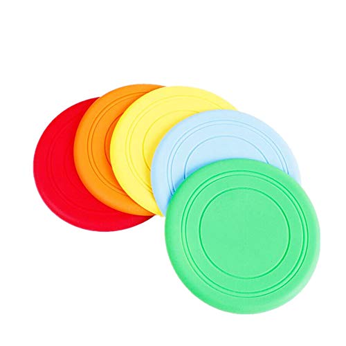 ZJ 5 Piezas de Goma Blanda para Perros, Disco Volador para Mascotas, platillo Volador, Entrenamiento Interactivo, Juguetes flotantes para Perros al Aire Libre, un Paquete de 5 Frisbee Multicolor