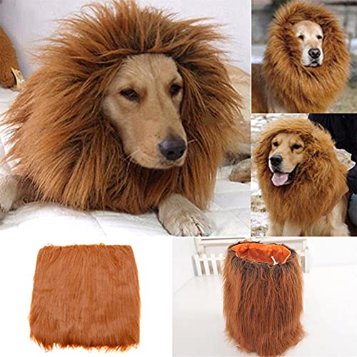 ZJF León Pelucas Melena Pelo Grande Mascota Perro Gato Lion Pelucas Fiesta Fiesta Divertido Sombrero Lujo Vestido Ropa Traje león Made Peluca Pelo Lindo Sombrero (Color : A)