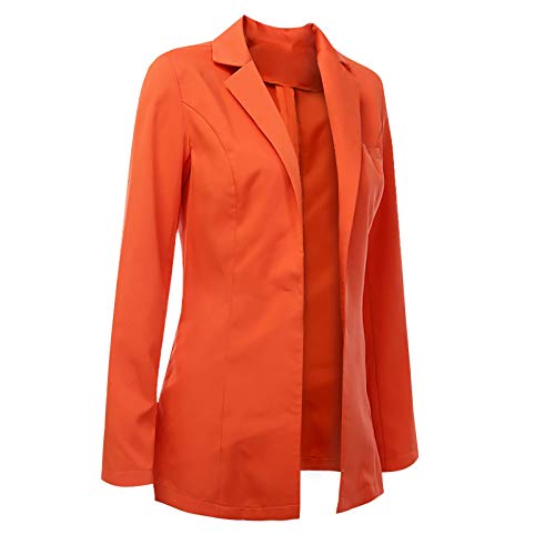 Zldhxyf Conjunto de otoño de 2 piezas para mujer, de manga larga, cárdigan, chaqueta de traje y pantalones cortos con cordones, informal, elegante, traje de negocios, traje de otoño., naranja, S