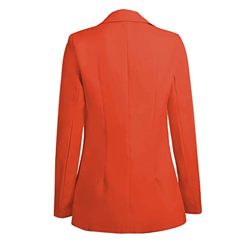 Zldhxyf Conjunto de otoño de 2 piezas para mujer, de manga larga, cárdigan, chaqueta de traje y pantalones cortos con cordones, informal, elegante, traje de negocios, traje de otoño., naranja, S