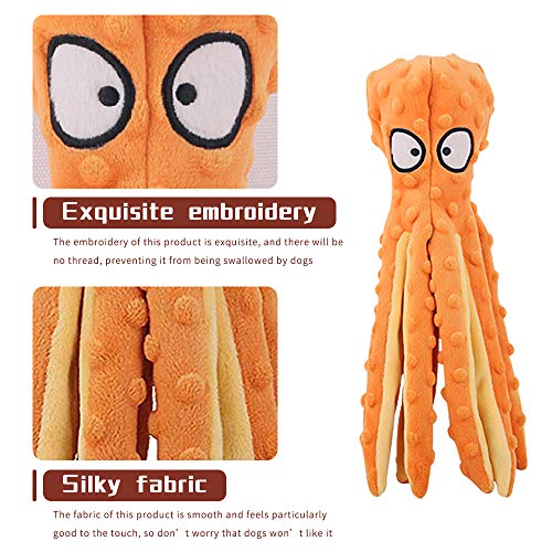 ZoneYan Juguete Pulpo para Perro, Juguete Sin Relleno Pulpo, Pulpo Peluche Mascota Cachorro, Octopus Toy, Juguete Masticable Pulpo, Juguete Squeaky Chirriante Perro