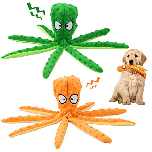 ZoneYan Juguete Pulpo para Perro, Juguete Sin Relleno Pulpo, Pulpo Peluche Mascota Cachorro, Octopus Toy, Juguete Masticable Pulpo, Juguete Squeaky Chirriante Perro