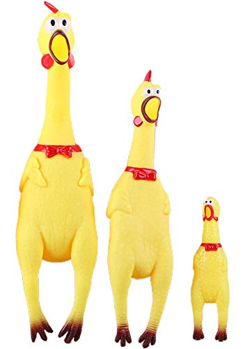 ZoneYan Pollo Gritando, 3 Pcs Pollo Juguete Divertido, Pollo Gritar, Juguete Pollo Amarillo, Pollo Descompresión, Pollo Chirriante para Mascota, Pollo Juguete para Perros, Pollo Squeaky