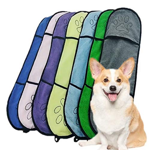 ZQALOVE 2020 Nueva Mascota Perro de la Toalla de baño de Microfibra Ultra Absorbente del Gato Perros pequeños Toalla de sequía Manta con Bolsillo for Perros Grandes Albornoz (Color : Yellow)