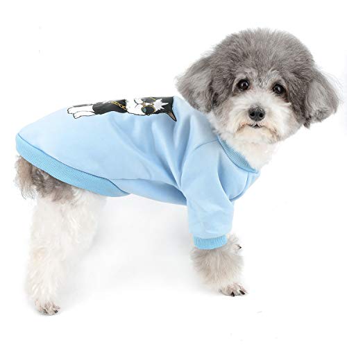 Zunea Abrigo de Invierno para Perros Pequeños Ropa de Slgodón Acolchado Cálido Suave Jersey para Chihuahua Yorkshire para Mascotas Niña Niño Azul XL