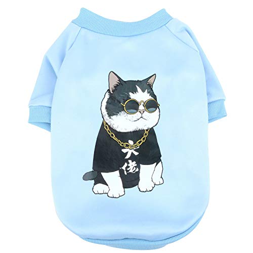 Zunea Abrigo de Invierno para Perros Pequeños Ropa de Slgodón Acolchado Cálido Suave Jersey para Chihuahua Yorkshire para Mascotas Niña Niño Azul XL