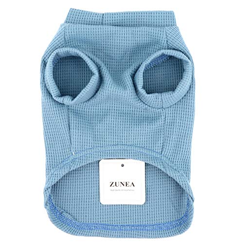 Zunea Camisas para perros pequeños Chaleco de verano Camisetas de algodón suave para cachorros ropa sin mangas ropa para mascotas perro gatos camiseta Chihuahua ropa azul M