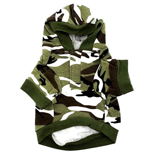 Zunea Camisas para Perros Pequeños Sudadera con Capucha de Verano para Perros Gatos Hombre Cachorro Camisetas Camuflaje Ropa de Aalgodón Suave para Chihuahua Verde M