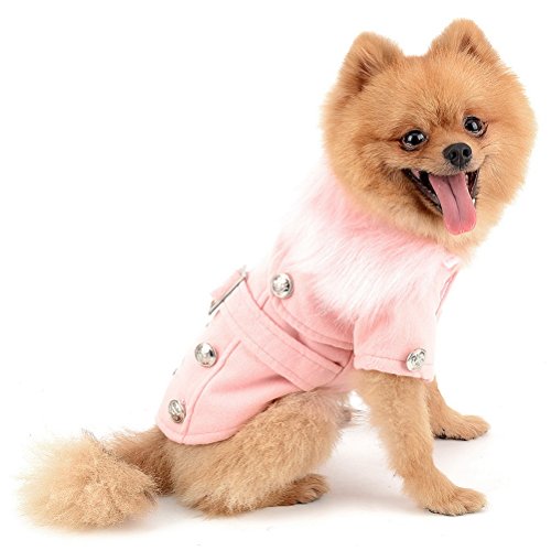 ZUNEA Cazadora de Lana Europea pequeño Perro Gato Chaqueta de Invierno Chaqueta Traje de Neopreno Lana Polar cálido Pechos Cruzados Ropa para Mascotas Ropa Rosa Medio