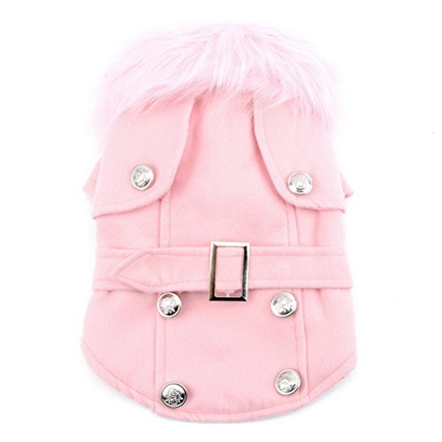 ZUNEA Cazadora de Lana Europea pequeño Perro Gato Chaqueta de Invierno Chaqueta Traje de Neopreno Lana Polar cálido Pechos Cruzados Ropa para Mascotas Ropa Rosa Medio