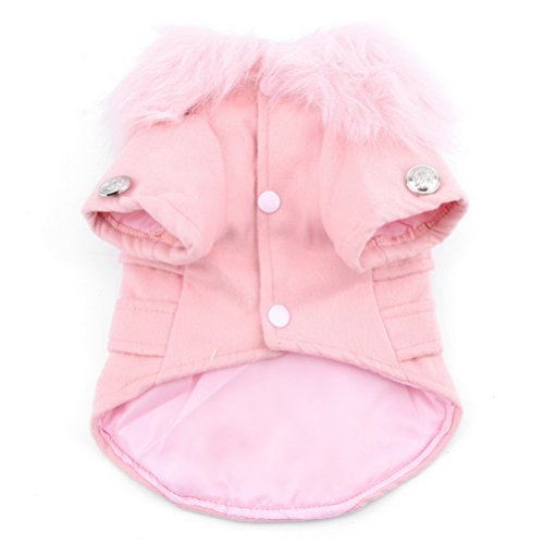 ZUNEA Cazadora de Lana Europea pequeño Perro Gato Chaqueta de Invierno Chaqueta Traje de Neopreno Lana Polar cálido Pechos Cruzados Ropa para Mascotas Ropa Rosa Medio