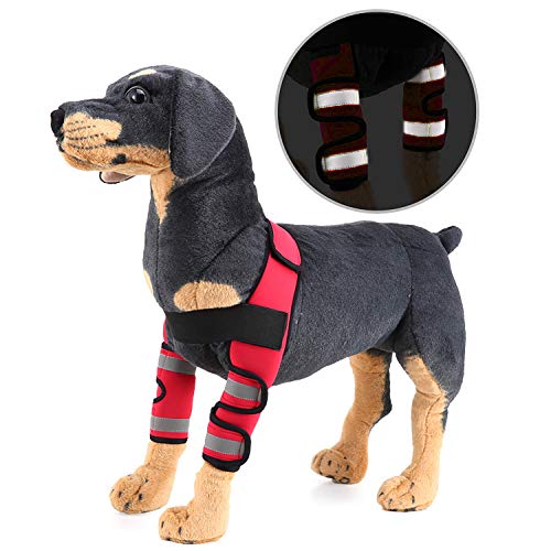 Zunea Dog Pierna Canina Braces Codo Protector Reflectante Recuperación de Perro Manga de compresión para cicatrización de heridas Mascota Pierna Frontal Warp Support Prevención de Lesiones Rojo M