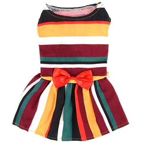 Zunea Elegante vestido para perros pequeños niña a rayas verano cachorro princesa falda con pajarita vestido de boda vestido de cachorro ropa de mascota suéter para perro chihuahua juguete caniche