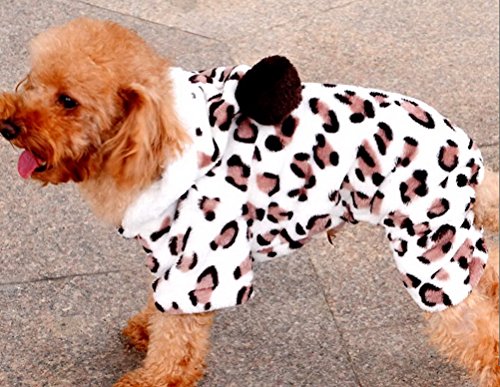 ZUNEA Leopard Terciopelo Suave pequeño Perro Gato Pijama Mono con Capucha de Invierno cálido Perrito Mascota Abrigo Traje de Neopreno cómodo Bichon Poodle Ropa Trajes M