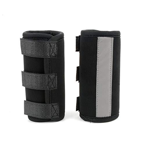 Zunea Perro Canine Pierna Delantera Wrap Protector Reflectante Leg Manga de compresión Wound Protector Soporte de muñeca para Estabilidad, Lesiones y curación de esguince Negro M