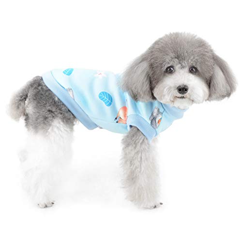 ZUNEA Ropa Chaqueta para Perro Pequeño Gato Abrigo de Algodón Suave Acolchada Primavera Otoño e Invierno Ropa Camisa linda con patrón de Renos Chaleco para Mascotas Cachorro Chihuahua Azul XL