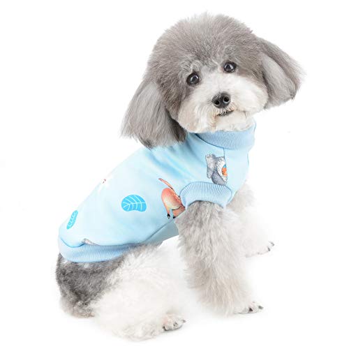 ZUNEA Ropa Chaqueta para Perro Pequeño Gato Abrigo de Algodón Suave Acolchada Primavera Otoño e Invierno Ropa Camisa linda con patrón de Renos Chaleco para Mascotas Cachorro Chihuahua Azul XL