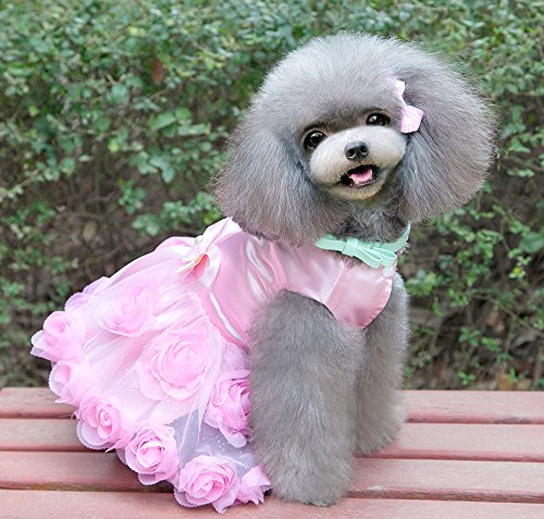 Zunea Satén Rosa Princesa Mascota Perro Vestido De Boda Cachorro Chihuahua Falda Pequeño Perro Tutú Vestido De Perrito Ropa Ropa Rosa M