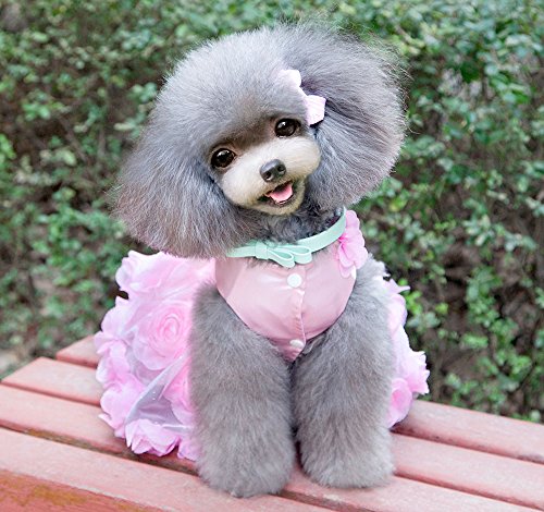 Zunea Satén Rosa Princesa Mascota Perro Vestido De Boda Cachorro Chihuahua Falda Pequeño Perro Tutú Vestido De Perrito Ropa Ropa Rosa M