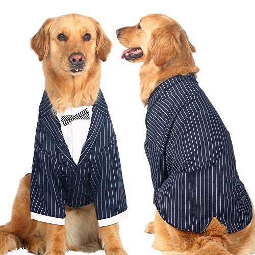 ZYMING Ropa de Perro jerséis Escudo Grande Ropa for Perros Perro Grande Rayas Bowknot Smoking Traje de Boda Ropa for Mascotas en samoye Husky con Capucha (Color : Coat, tamaño : 5XL)