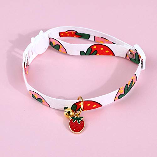 ZYYC Gato Perro Fruta Collar Colgante Collar de Cachorro Correa de Anillo con Campana Fresa Linda Naranja Piña Melocotón Seguridad Suministro de Mascotas Ajustable-A